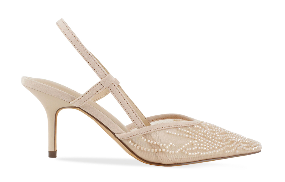 Beaded Mesh Slingback Pump