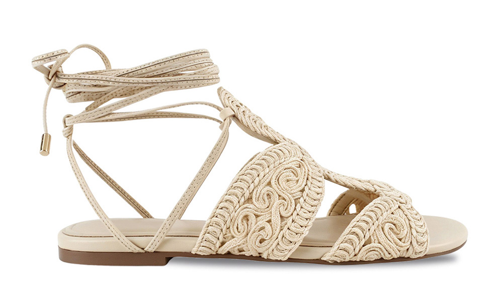 Braided Lace Up Flat Sandal