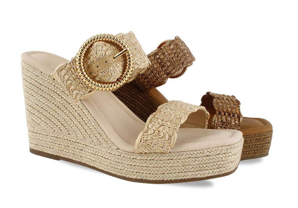 Buckled Woven Raffia Wedge Platforms 2