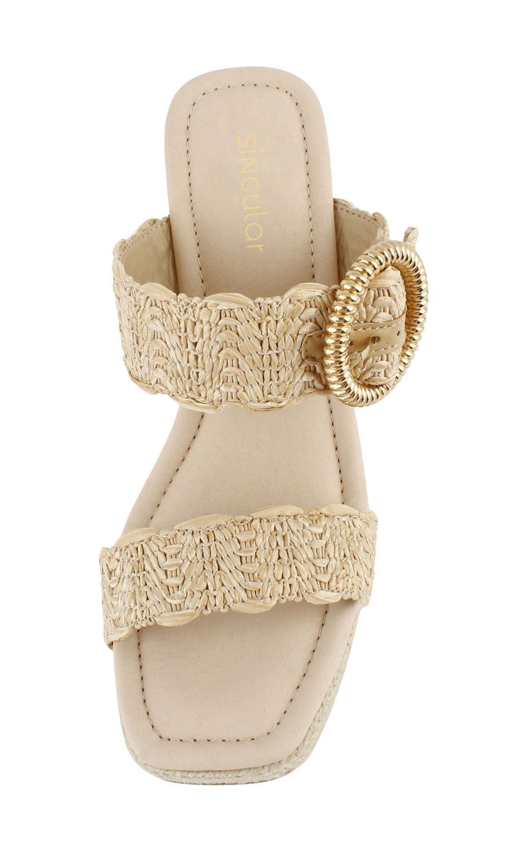 Buckled Woven Raffia Wedge Platforms 3