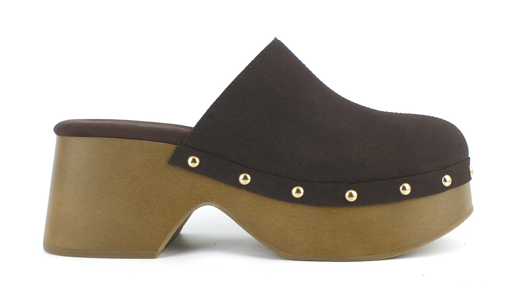 Closed-Toe Suede Studded Wood-Look Platforms 2