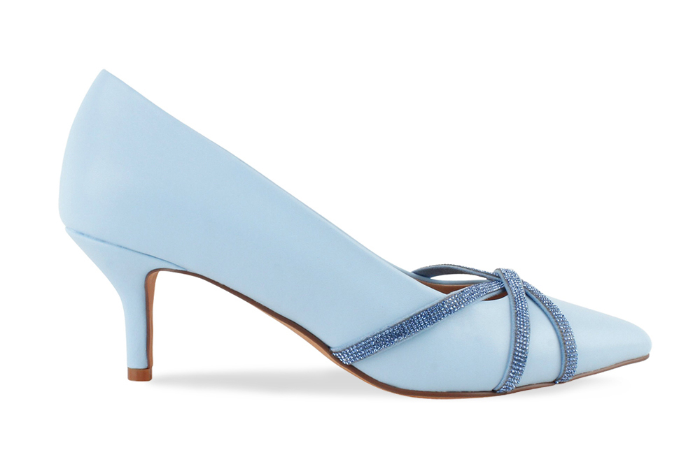 Crisscross Rhinestone Kitten Heel Pump