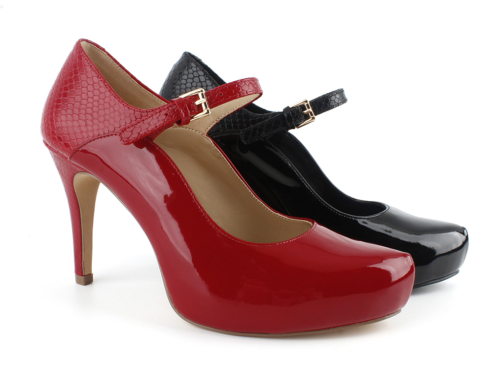 Croc Embossed Detail Mary Jane Platform Pump 3