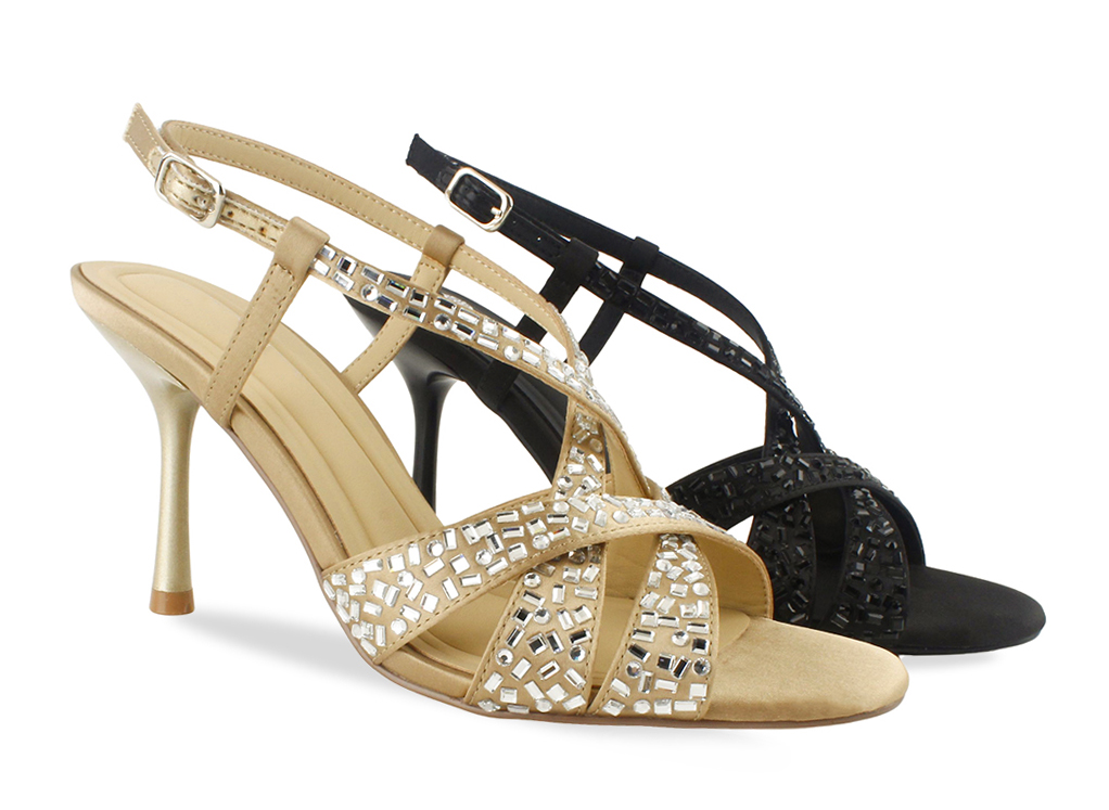 Crystal Embellished Satin High Heel Sandal 3