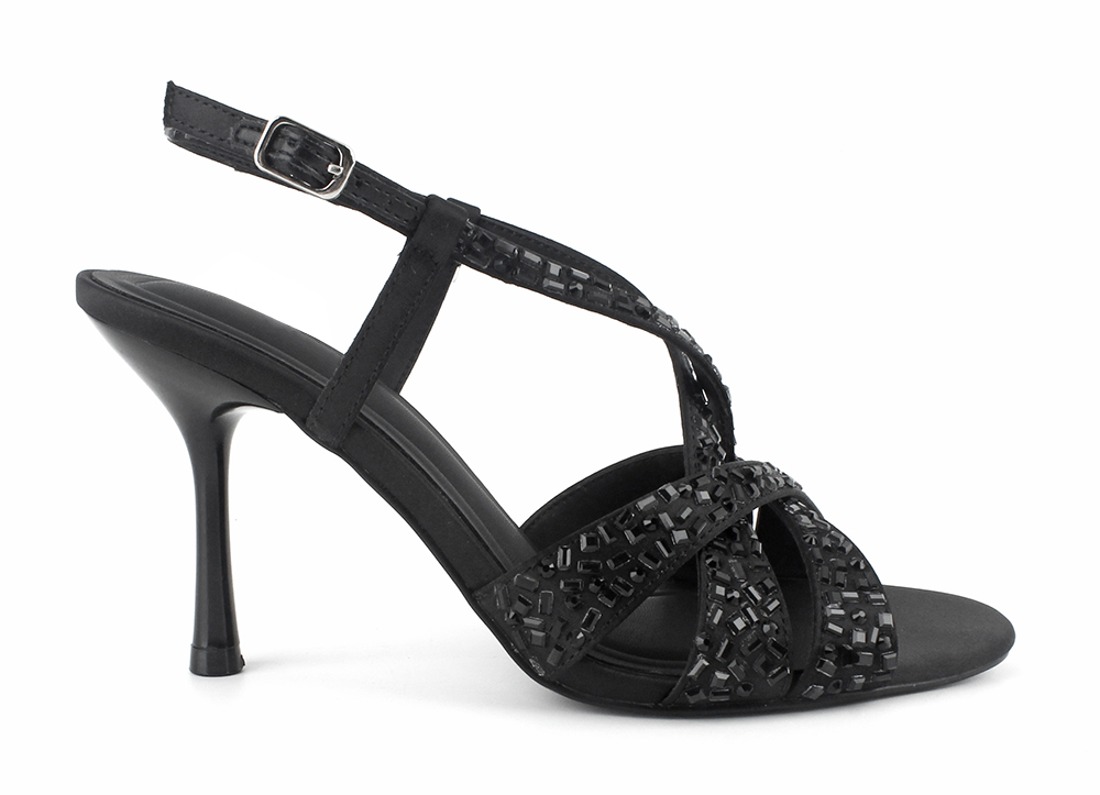 Crystal Embellished Satin High Heel Sandal 2