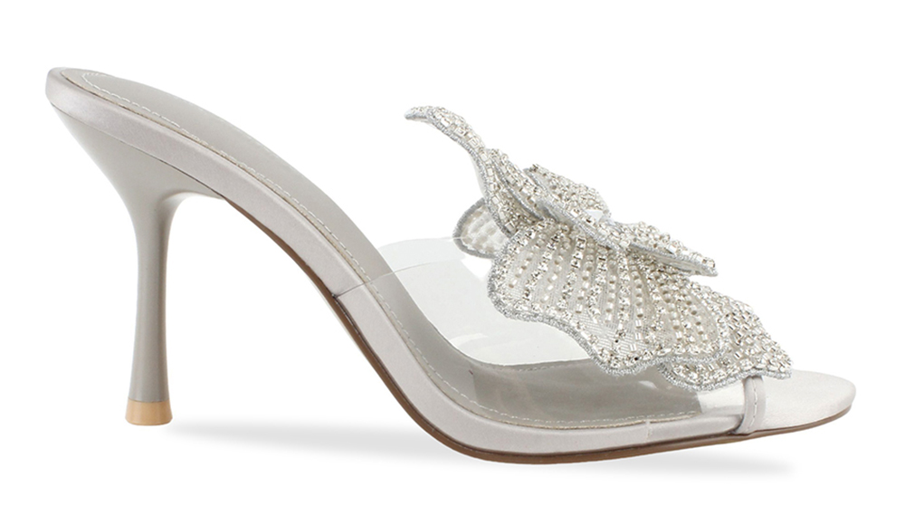 Crystal Floral Translucent High Heel Mule Sandal 2