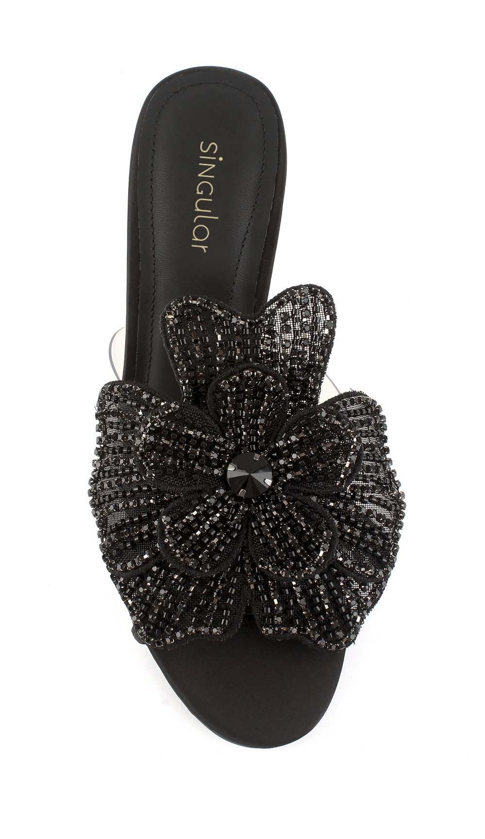 Crystal Floral Translucent High Heel Mule Sandal 4