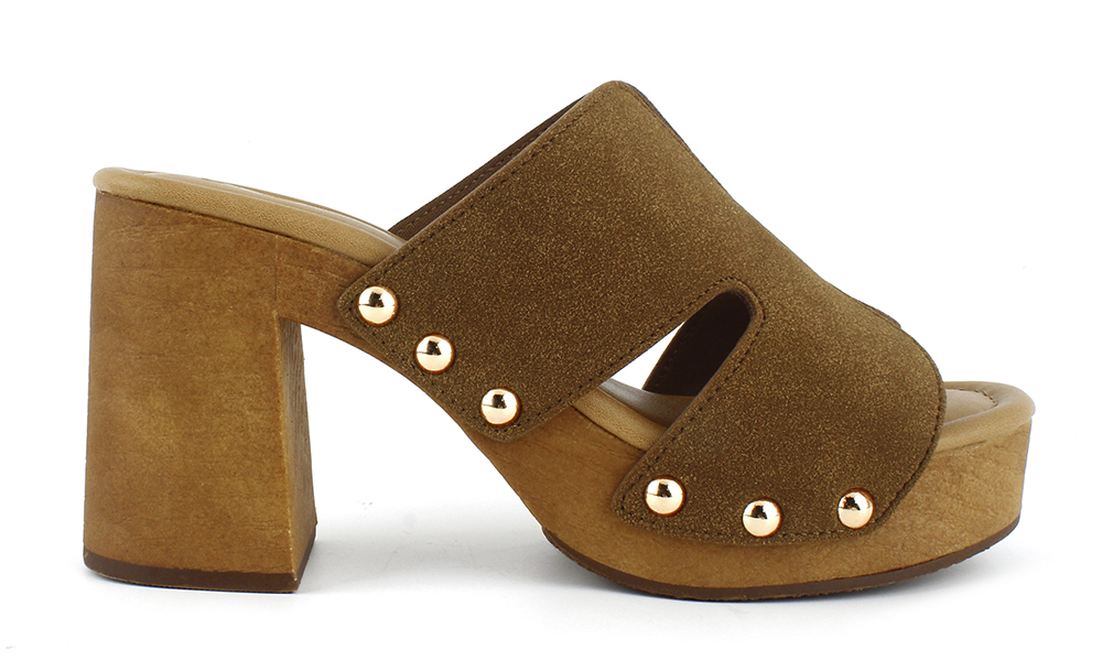 Cutout H-Strap Suede Wood-Look Platforms