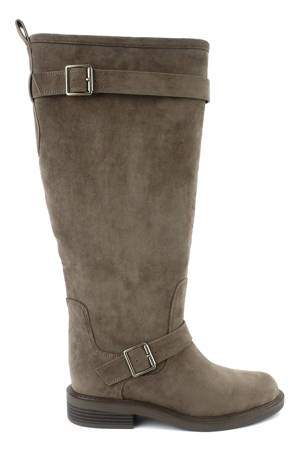 Dual Buckle Suede Tall Boots