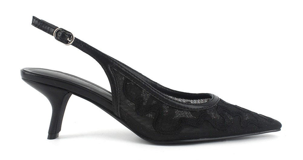 Embroidered Mesh Slingback Pump 2