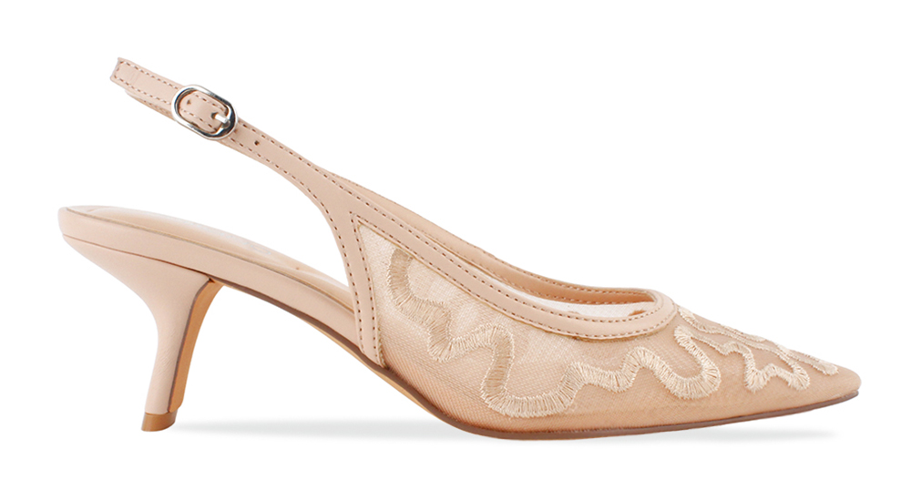 Embroidered Mesh Slingback Pump