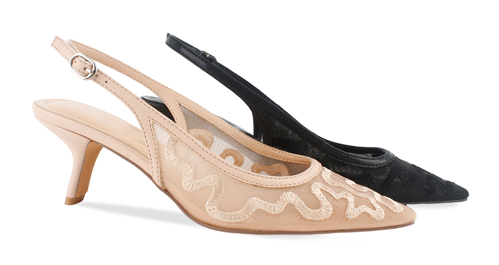 Embroidered Mesh Slingback Pump 3