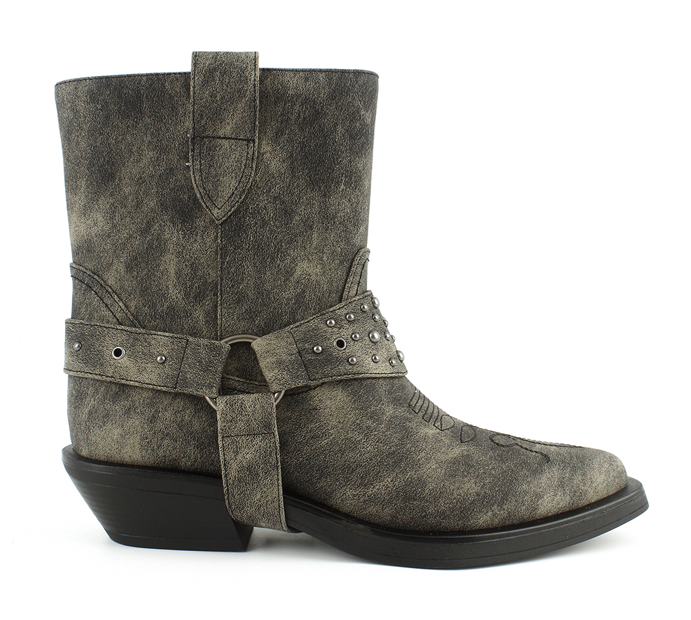 Embroidered Rivet Harness Western Boots 2