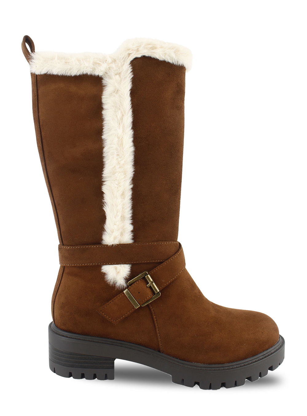 Faux Fur Buckle Tall Boots