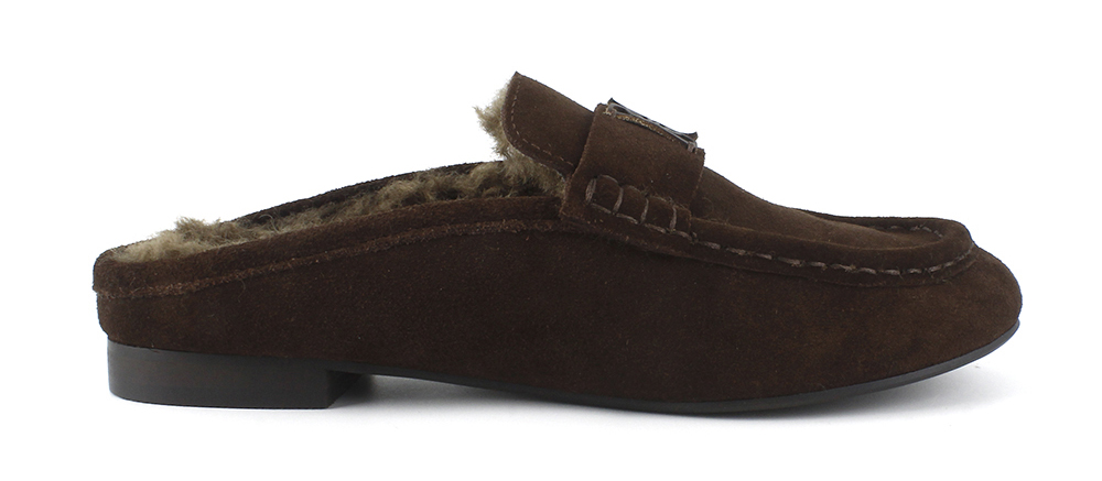Fleece Lined Suede Mule Loafers