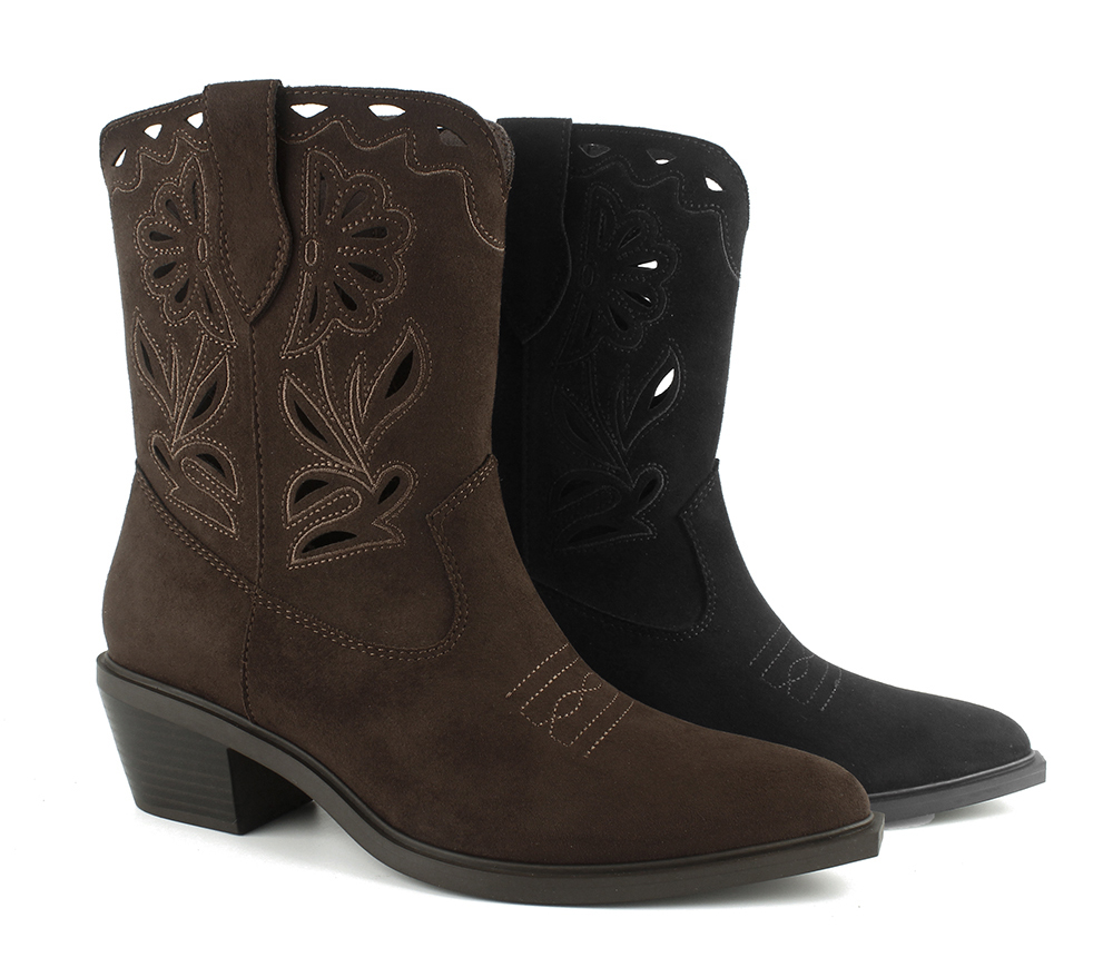 Floral Cutout Western Mid Boots 3