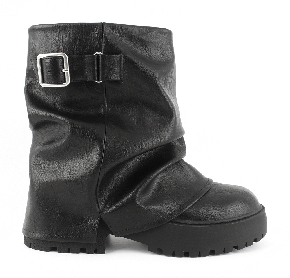 Fold-Over Slouchy Buckle Boots