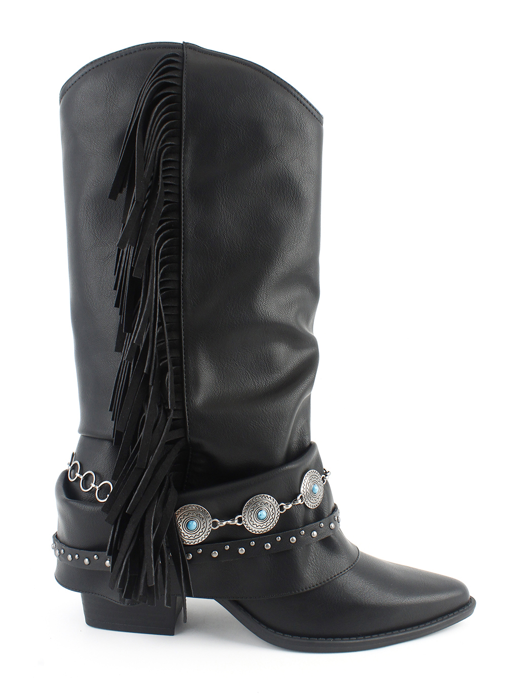 Fringe Fold-Over Hardware Western Boots