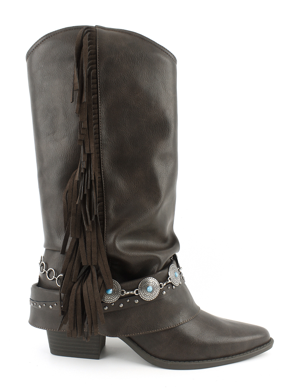 Fringe Fold-Over Hardware Western Boots 2
