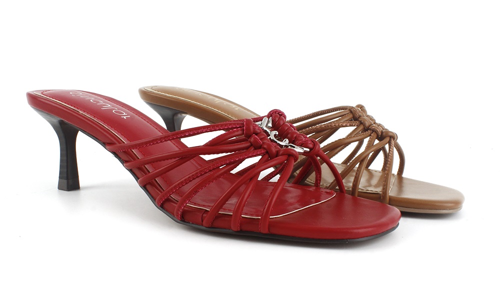 Knotted Multi Strap Kitten Heel Mule Sandal 3