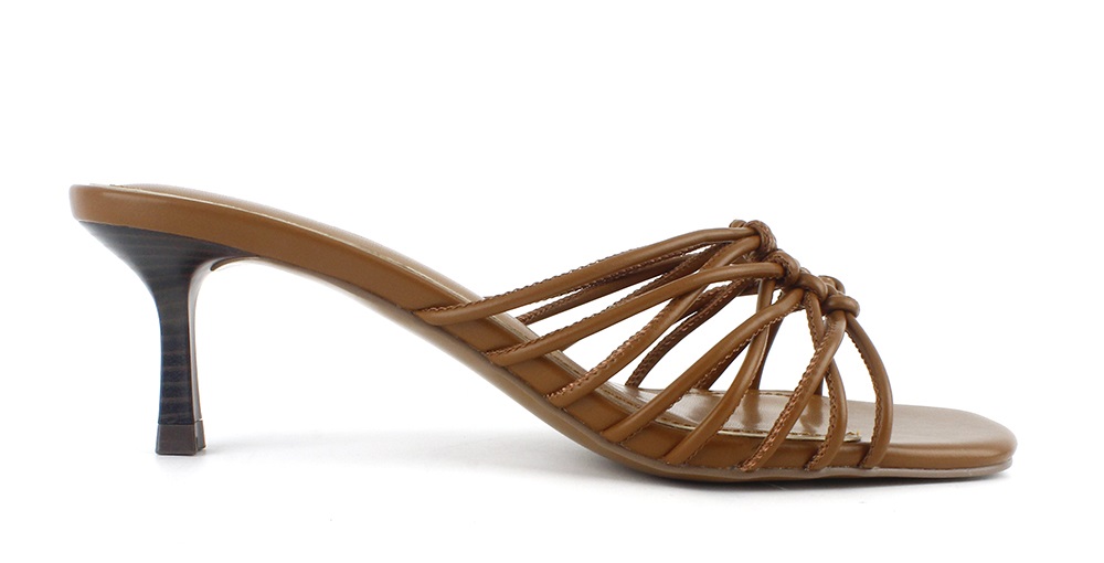 Knotted Multi Strap Kitten Heel Mule Sandal
