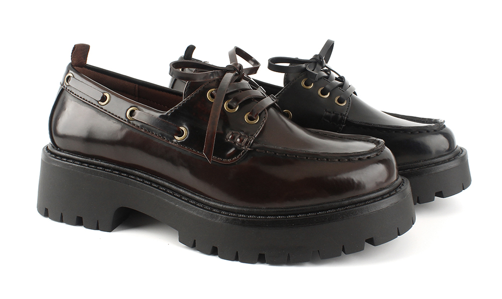 Metal Eyelet Laced Lug Sole Loafers 3