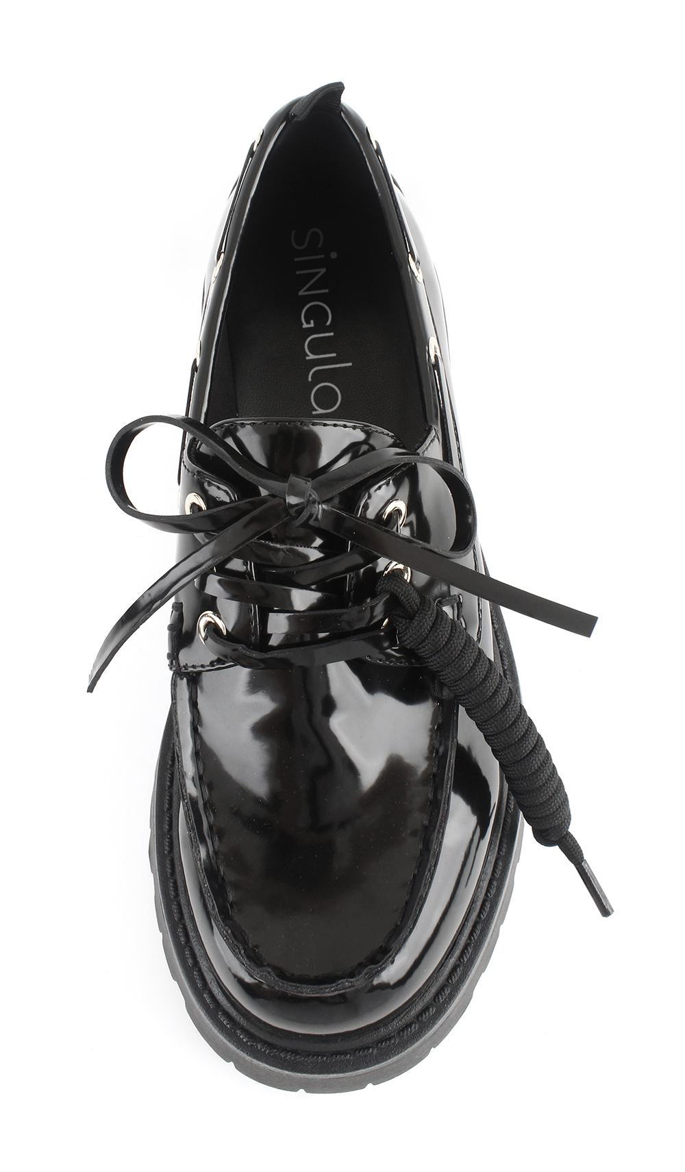 Metal Eyelet Laced Lug Sole Loafers 4