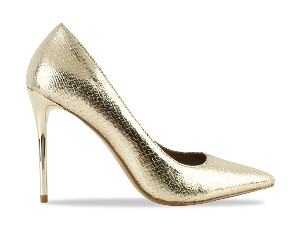 Metallic Textured Pointed Toe Stiletto Pump