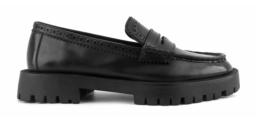 Brogue Lug Sole Penny Loafers