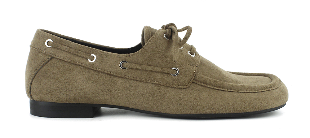 Metal Eyelet Laced Flat Boat Loafers
