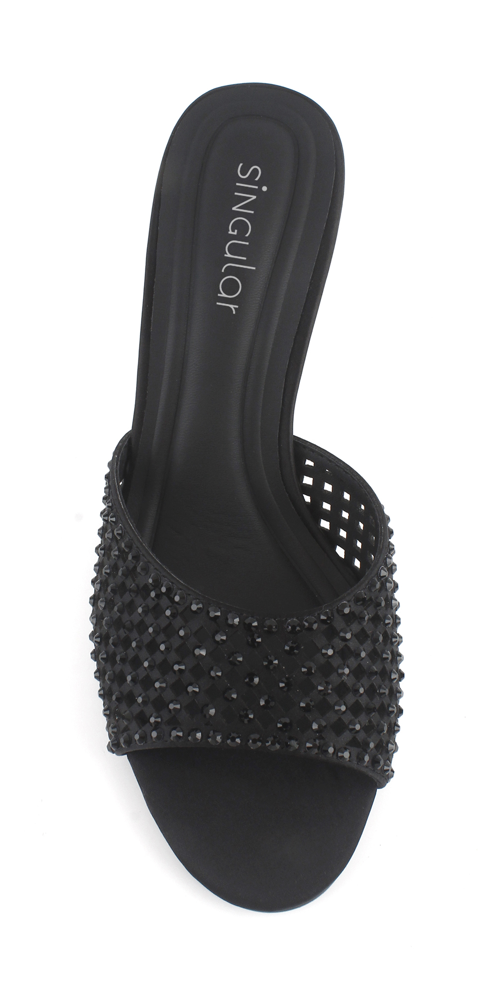 Openwork Rhinestone High Heel Mule Sandal 5