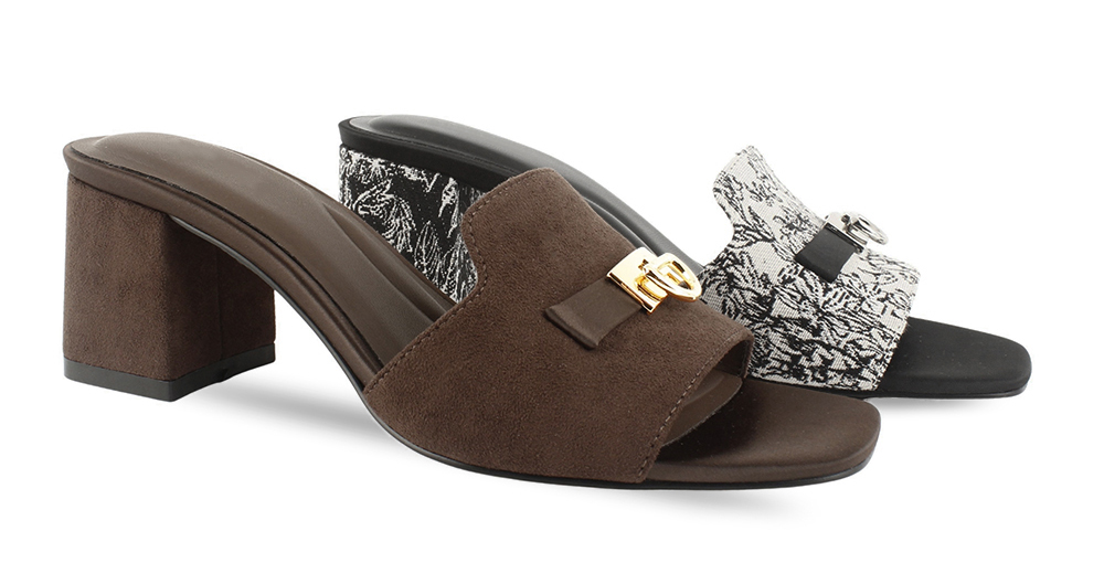 Jacquard Hardware Strap Block Heel Mule Sandal 3