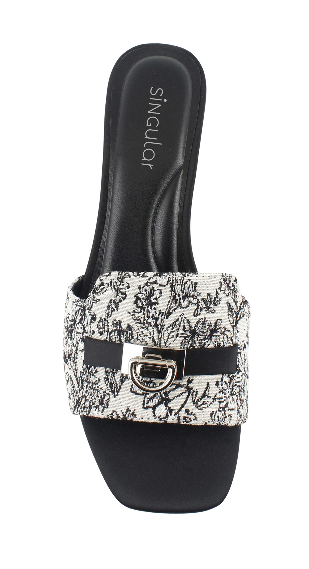 Jacquard Hardware Strap Block Heel Mule Sandal 4