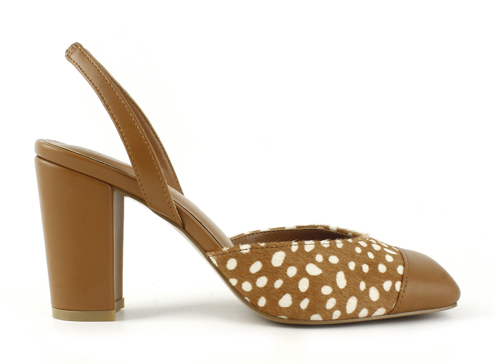 Polka Dot Calf Hair Slingback Pump