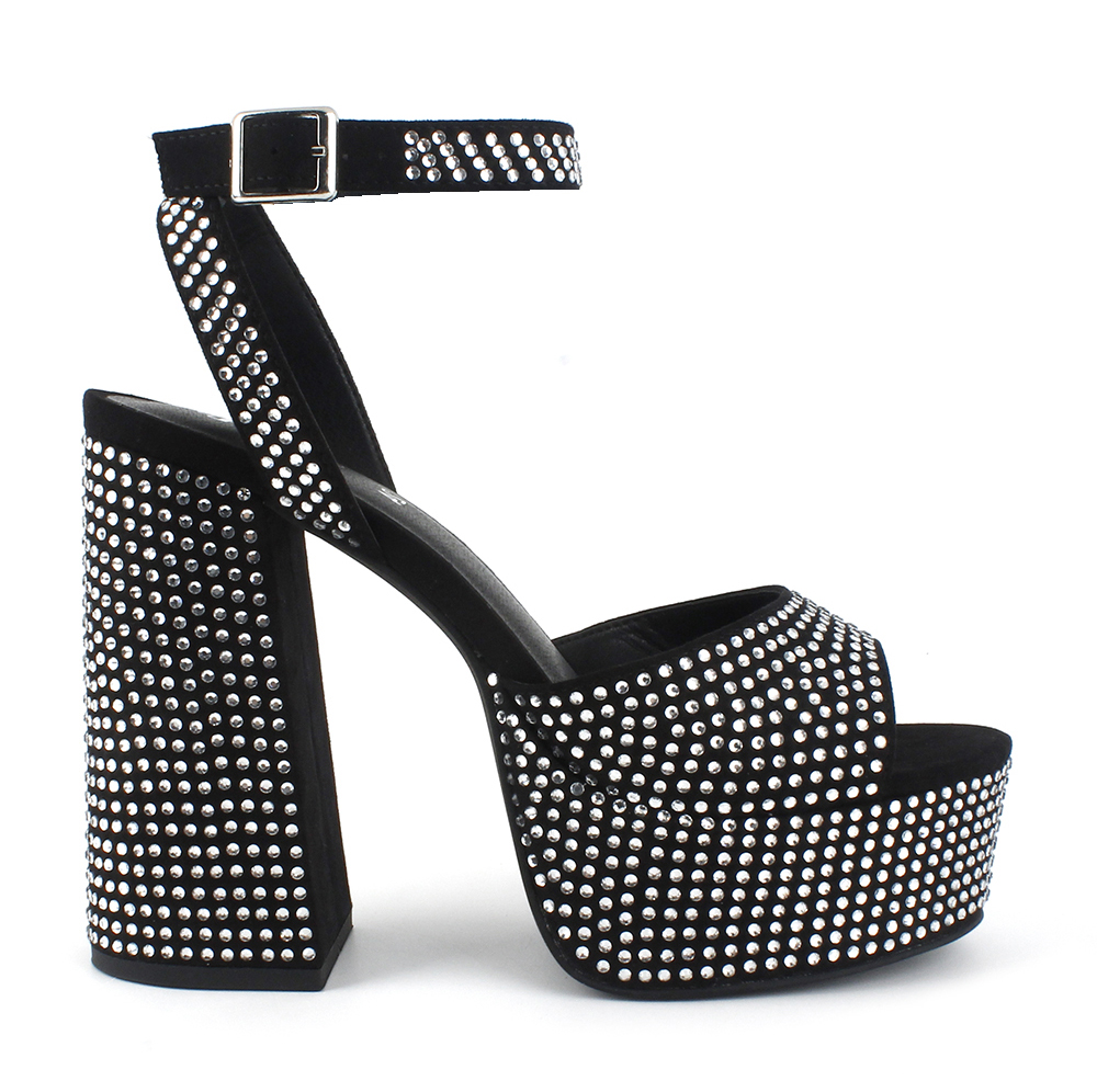 Rhinestone Ankle Strap Ultra-Platforms