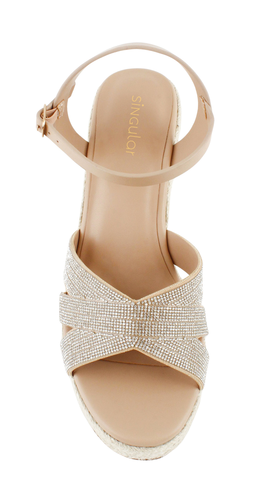 Rhinestone Crisscross Raffia Wedge Platforms 2