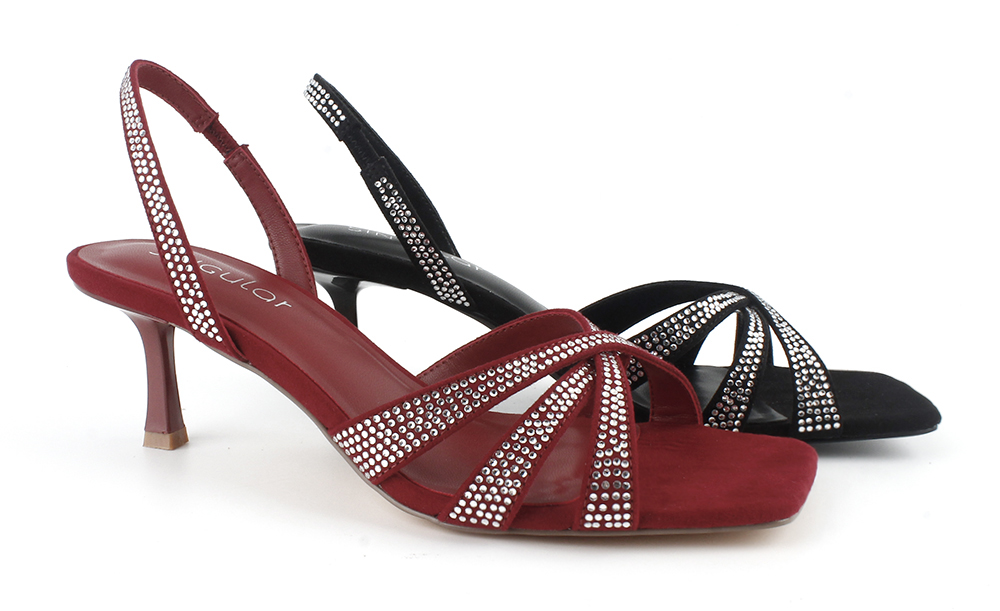 Rhinestone Strappy Slingback Kitten Heel Sandal 3