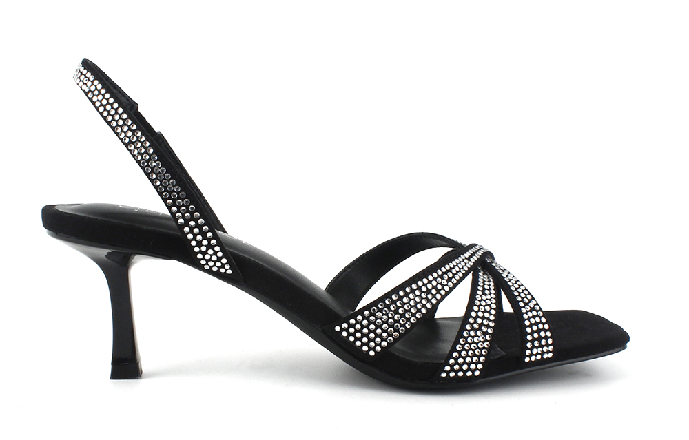 Rhinestone Strappy Slingback Kitten Heel Sandal