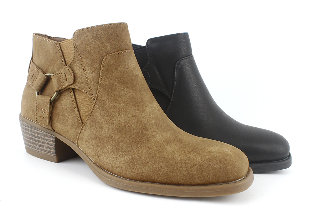 Ring Buckle Stacked Wood Block Heel Boots 3