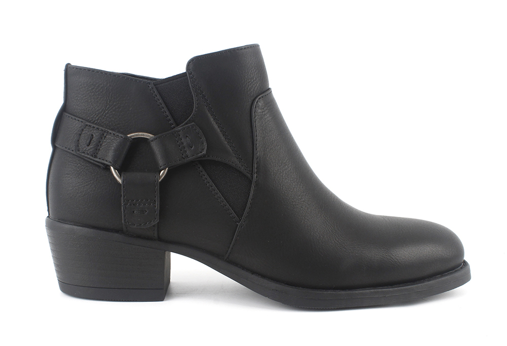 Ring Buckle Stacked Wood Block Heel Boots 2