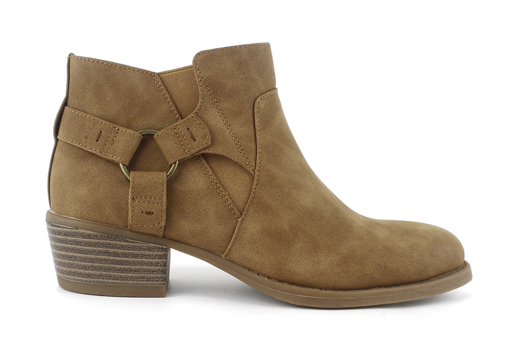 Ring Buckle Stacked Wood Block Heel Boots