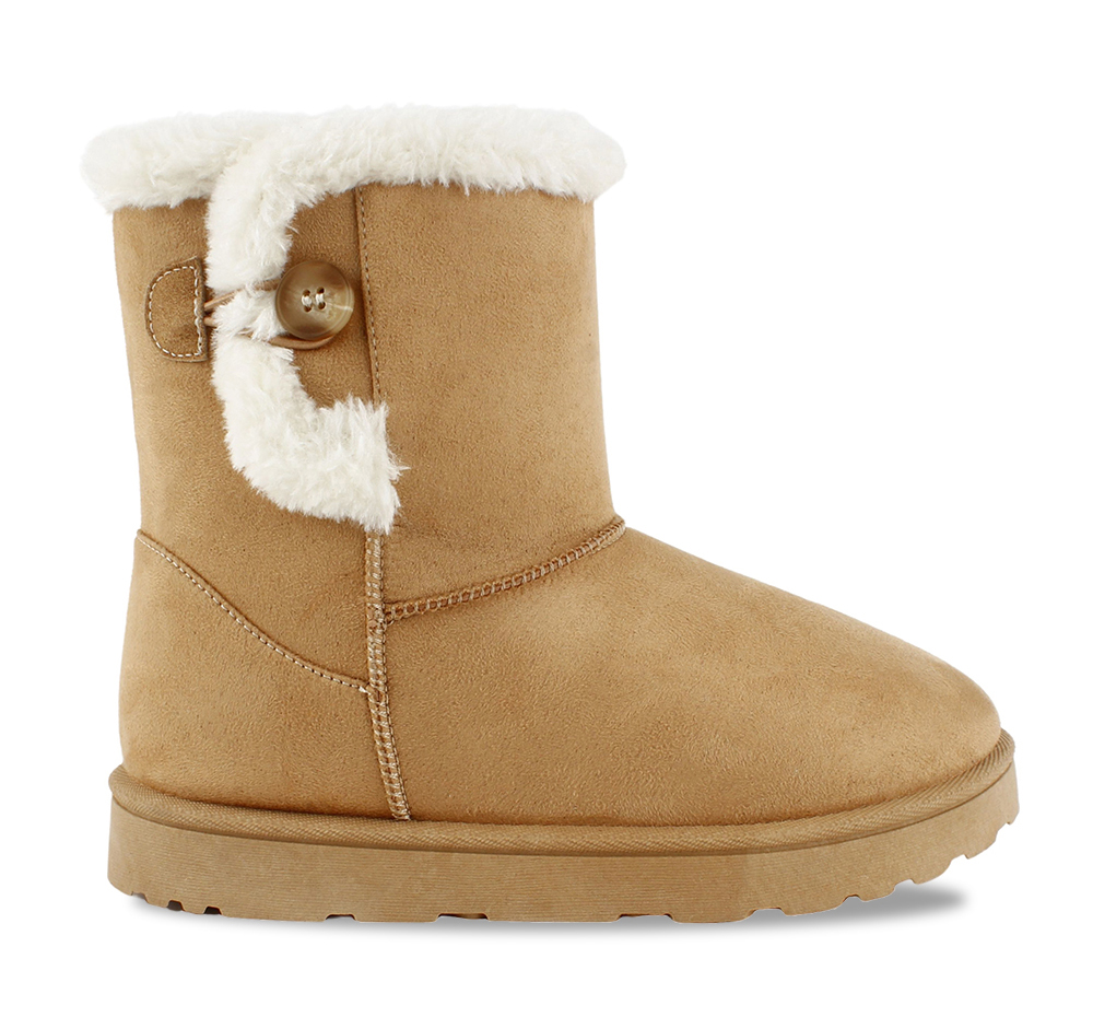 Side Button Faux Fur Boots