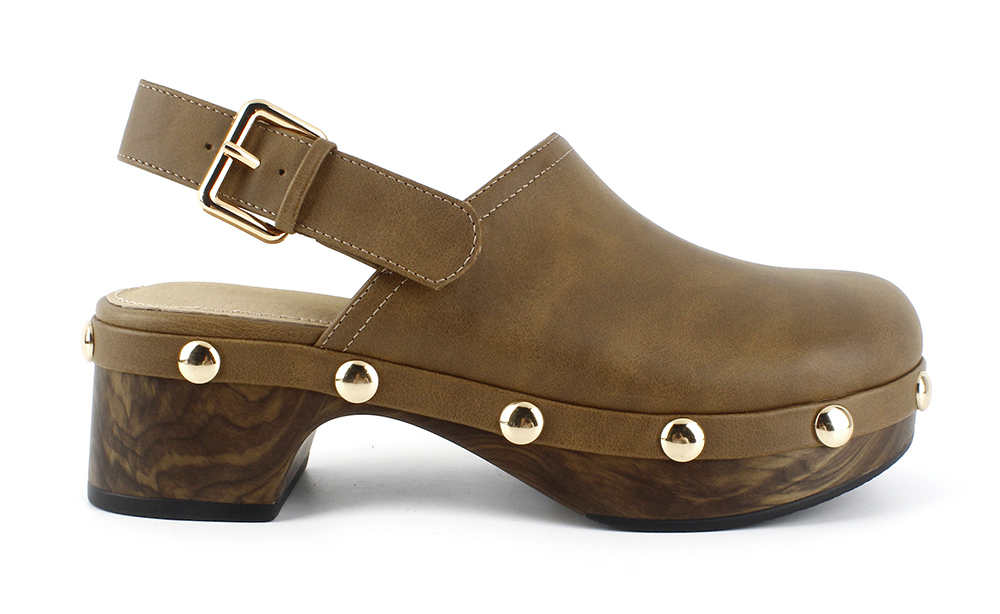 Slingback Studded Wooden Clogs 2