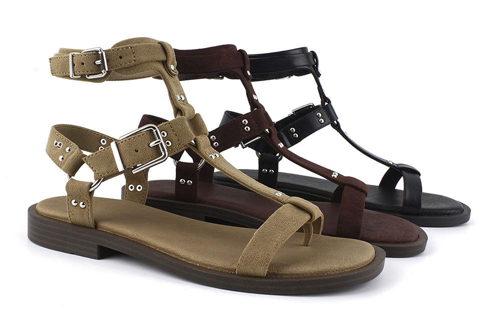 Studded Buckle Strappy Gladiator Flat Sandal 4