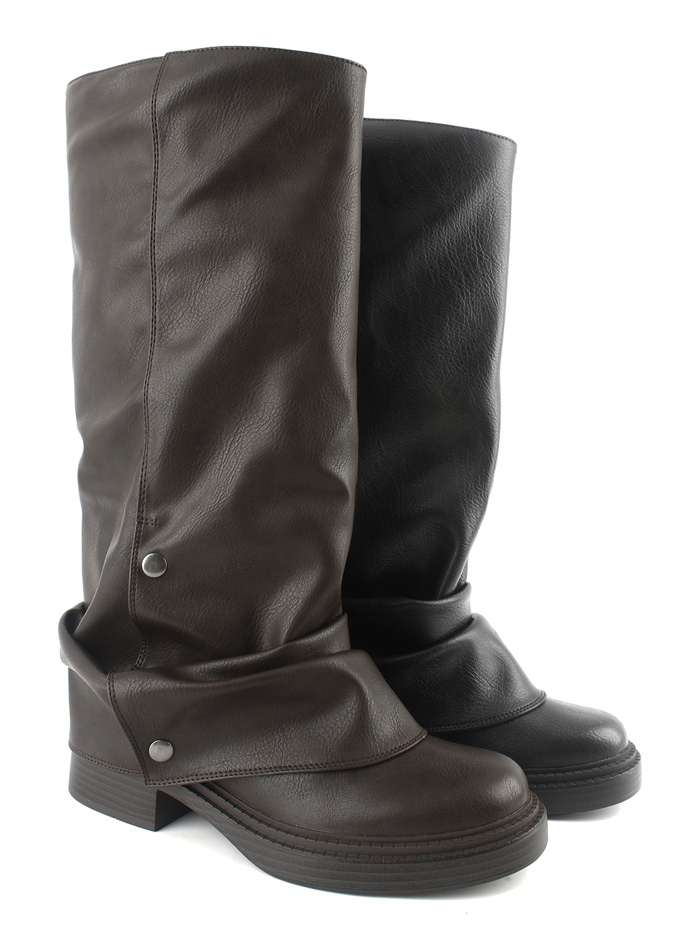 Studded Fold-Over Shaft Chunky Boots 3