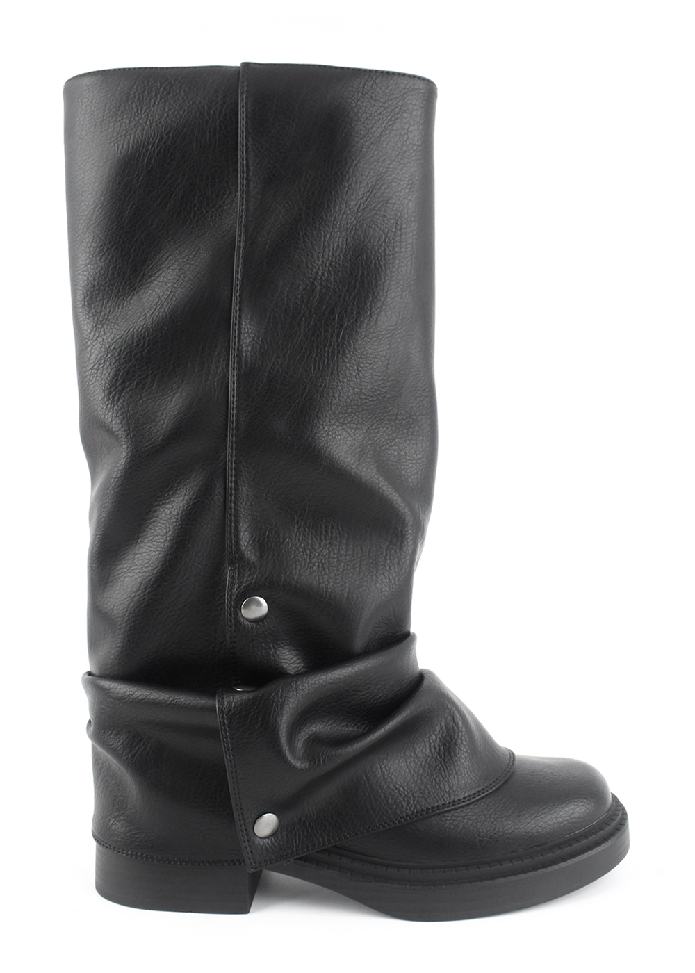 Studded Fold-Over Shaft Chunky Boots 2