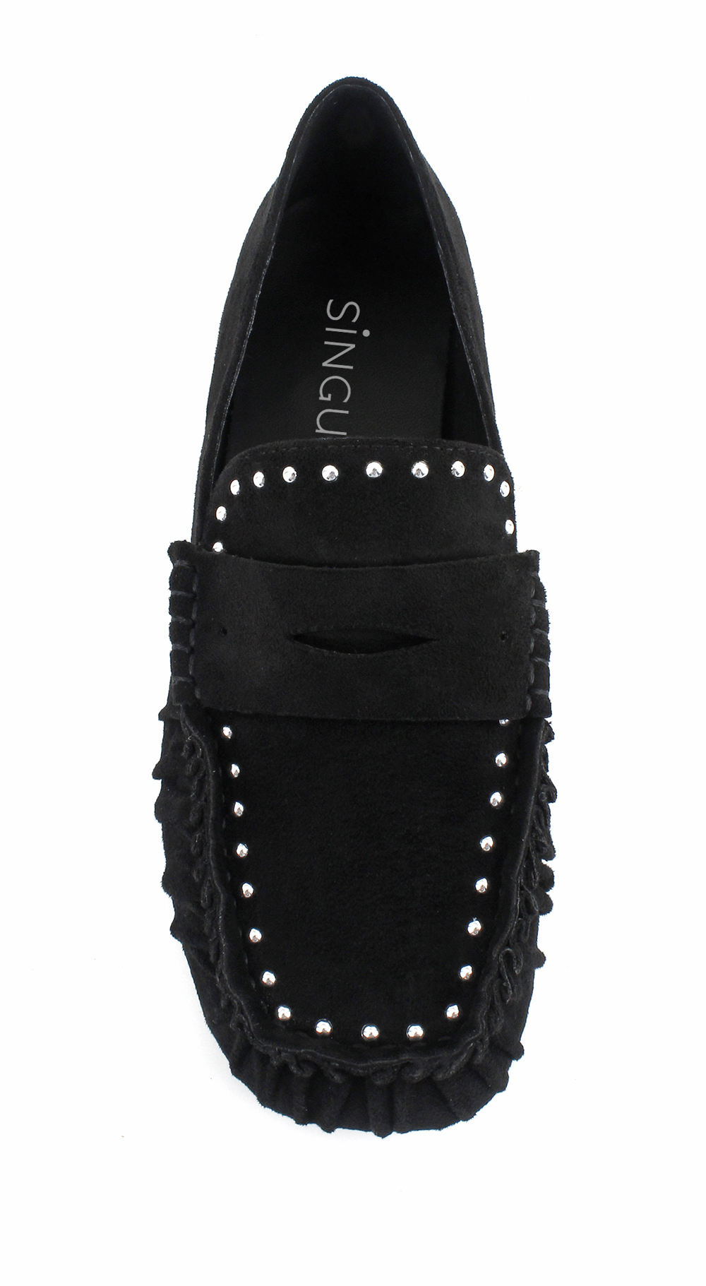Studded Gathered Vamp Flat Loafers 4