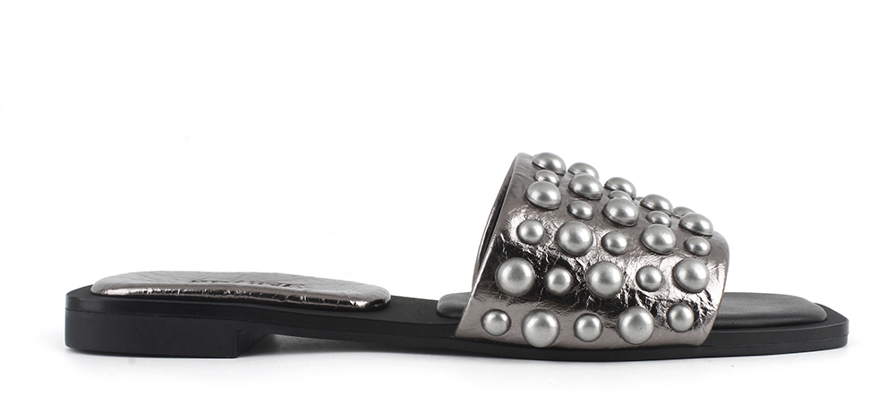 Studded Metallic Flat Slides