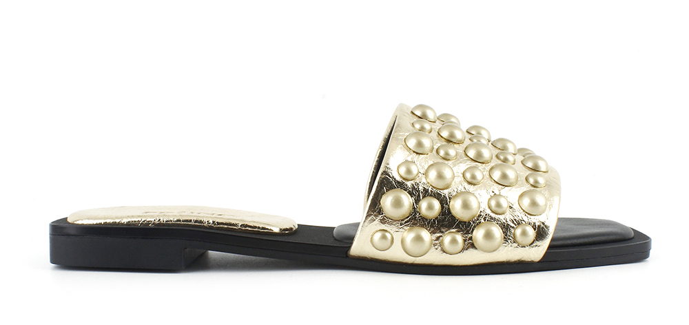 Studded Metallic Flat Slides 2