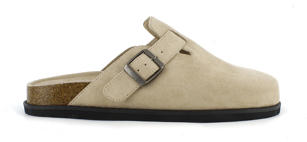 Suede Buckle Cork Footbed Clogs